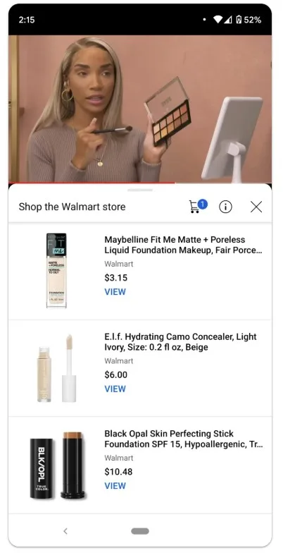 This live shopping experience is integrating the website's store products into a YouTube live stream.