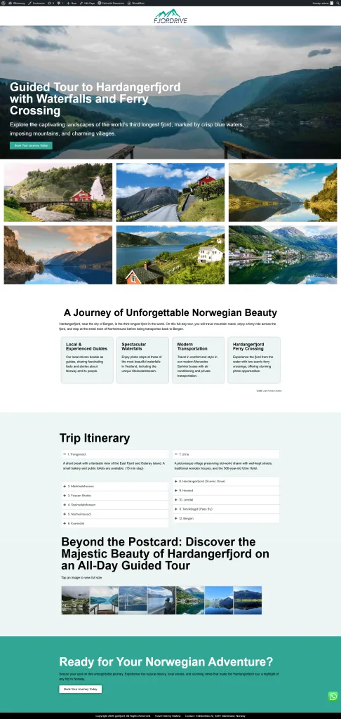 travel site landing page