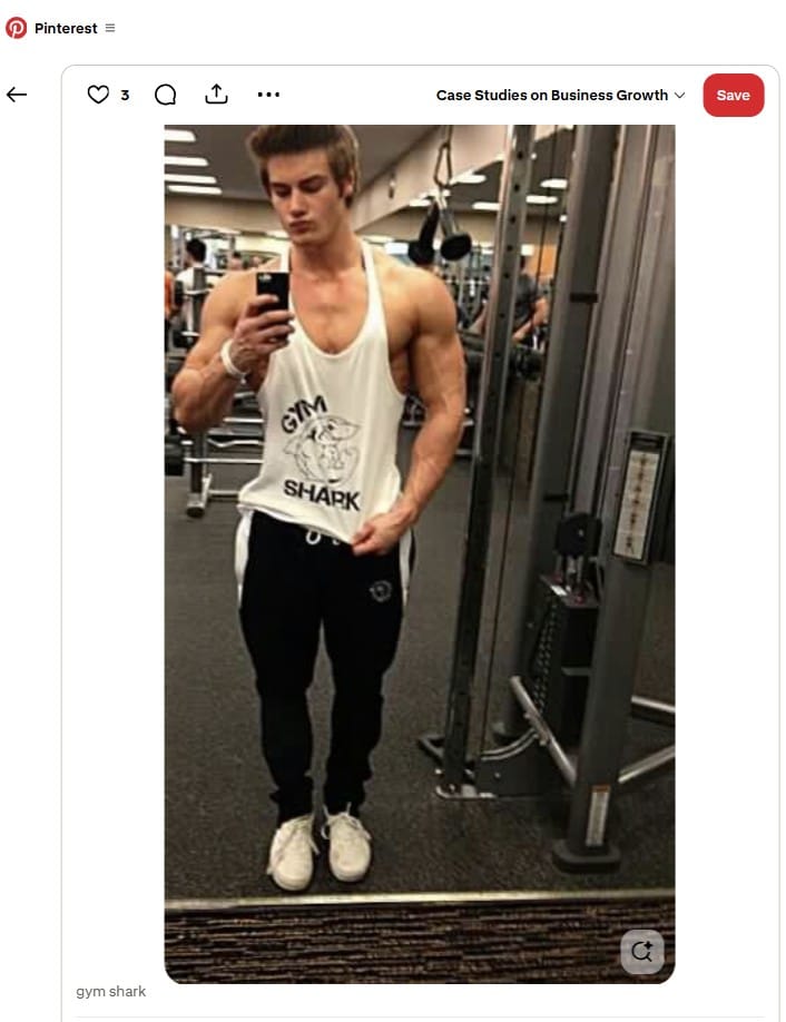 Early Pinterest post from Gymshark in 2012 showing low-production social media content.